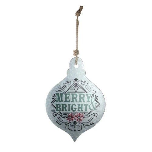 Northlight 20" Silver And Green 'Merry Bright' Onion Christmas Wall Hanging Ornament 1 Northlight 20" Silver And Green 'Merry Bright' Onion Christmas Wall Hanging Ornament
