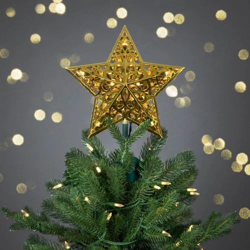 LED Lighted Star Christmas Tree Topper - 9.5" - Gold 2 LED Lighted Star Christmas Tree Topper - 9.5" - Gold - Image 2