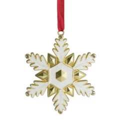 Northlight 3.5" White Brass-Plated Snowflake Christmas Ornament With European Crystals