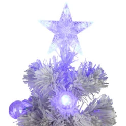 Pre-Lit Medium Iridescent Fiber Optic Artificial Christmas Tree - 4' - White - Blue LED Lights -Winter Decor Store northlight j65106 03 86730.1716497917
