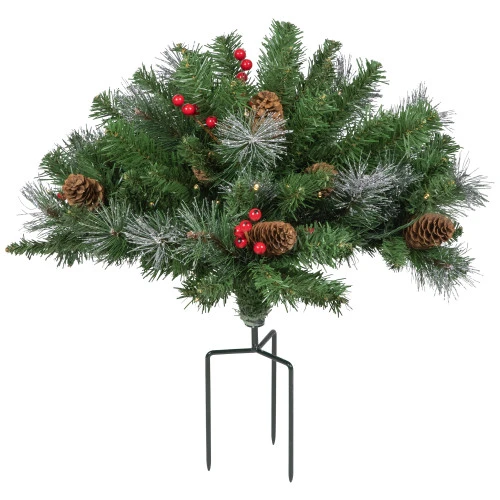 Northlight Pre-Lit LED Frosted Pinecones And Berries Christmas Urn Filler Garden Stake - 20" 1 Northlight Pre-Lit LED Frosted Pinecones And Berries Christmas Urn Filler Garden Stake - 20"