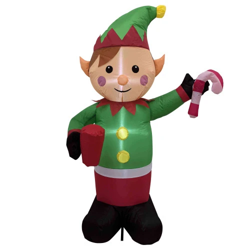 Northlight Lighted Inflatable Elf Outdoor Christmas Decoration - 4.25' 2 Northlight Lighted Inflatable Elf Outdoor Christmas Decoration - 4.25' - Image 2