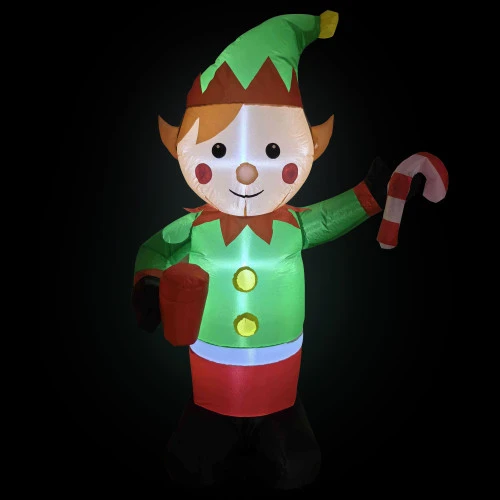 Northlight Lighted Inflatable Elf Outdoor Christmas Decoration - 4.25' 3 Northlight Lighted Inflatable Elf Outdoor Christmas Decoration - 4.25' - Image 3