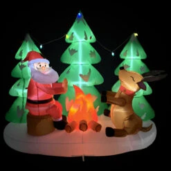 Northlight LED Lighted Inflatable Santa And Reindeer Outdoor Christmas Decoration - 8' -Winter Decor Store northlight rp96511 on20black208ft 99296.1723684239