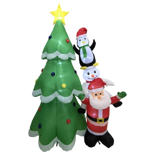 Northlight LED Lighted Inflatable Christmas Tree With Santa And Friends Outdoor Decoration - 8.25' 2 Northlight LED Lighted Inflatable Christmas Tree With Santa And Friends Outdoor Decoration - 8.25' - Image 2
