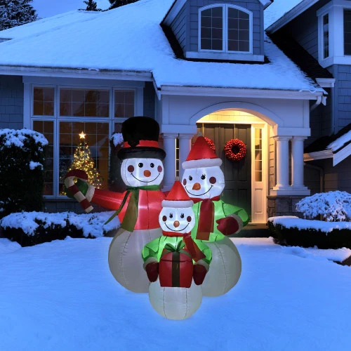 Northlight Lighted Inflatable Family Of Snowman Outdoor Christmas Decoration - 4' 1 Northlight Lighted Inflatable Family Of Snowman Outdoor Christmas Decoration - 4'
