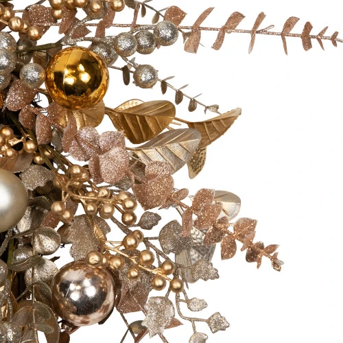 Northlight Ornaments, Holly And Berries Artificial Christmas Wreath - 30" - Gold And Copper Tone 8 Northlight Ornaments, Holly And Berries Artificial Christmas Wreath - 30" - Gold And Copper Tone - Image 8