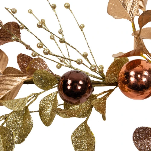 Northlight Ball Ornaments Glittered Christmas Garland - 5' X 10" - Gold And Copper Tone 6 Northlight Ball Ornaments Glittered Christmas Garland - 5' X 10" - Gold And Copper Tone - Image 6