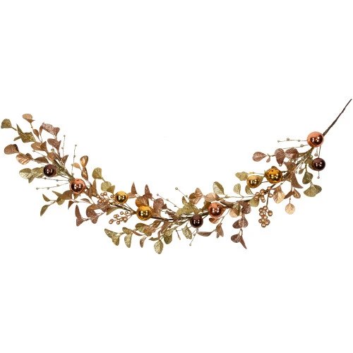Northlight Ball Ornaments Glittered Christmas Garland - 5' X 10" - Gold And Copper Tone 7 Northlight Ball Ornaments Glittered Christmas Garland - 5' X 10" - Gold And Copper Tone - Image 7