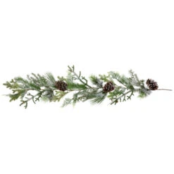 Frosted Mixed Pine And Cedar With Pinecones Artificial Christmas Garland - 5' X 10" - Unlit