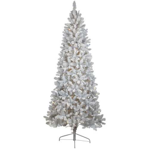 Northlight Pre-Lit Slim Flocked White Pine Artificial Christmas Tree - 7.5' - Warm White LED Lights 2 Northlight Pre-Lit Slim Flocked White Pine Artificial Christmas Tree - 7.5' - Warm White LED Lights - Image 2