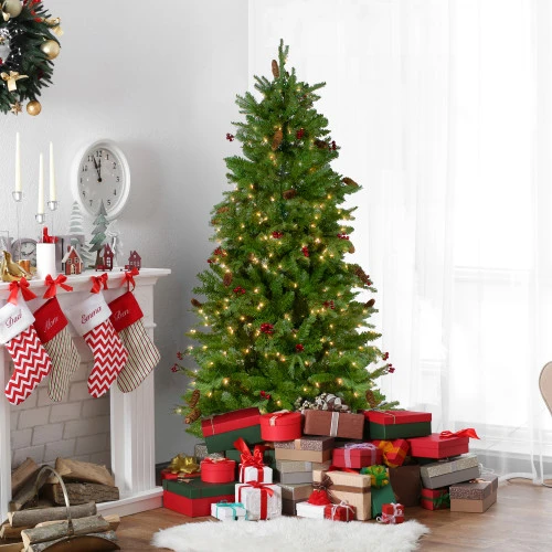 Northlight Real Touch™? Pre-Lit Medium Mixed Winter Berry Pine Artificial Christmas Tree - 7.5' - Clear Lights 1 Northlight Real Touch™? Pre-Lit Medium Mixed Winter Berry Pine Artificial Christmas Tree - 7.5' - Clear Lights