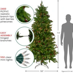 Northlight Real Touch™? Pre-Lit Medium Mixed Winter Berry Pine Artificial Christmas Tree - 7.5' - Clear Lights -Winter Decor Store northlight z27677 thumbnail jan29 2024 87241.1706639961