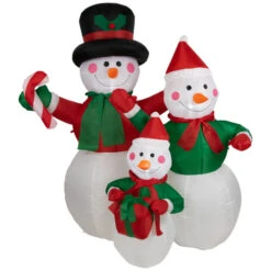 Northlight Inflatable Lighted Snowman Family Christmas Yard Art Decoration - 4'