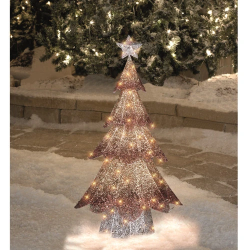 Northlight LED Lighted Mesh Christmas Tree Outdoor Decoration - 46" - Bronze Gold Finish 3 Northlight LED Lighted Mesh Christmas Tree Outdoor Decoration - 46" - Bronze Gold Finish - Image 3