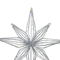 Northlight 13.75" LED Lighted B/O Silver Glittered Geometric Star Christmas Tree Topper - Warm White Lights -Winter Decor Store northlight20my89452 69459.1661886980