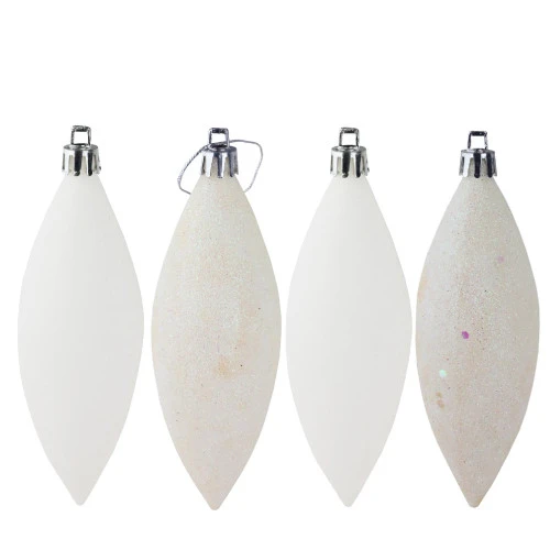 8ct Winter White Shatterproof 4-Finish Christmas Finial Drop Ornaments 5.5" 1 8ct Winter White Shatterproof 4-Finish Christmas Finial Drop Ornaments 5.5"