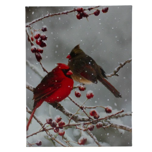Northlight Lighted Red Cardinals And Berries Christmas Canvas Wall Art 15.75" X 11.75" 1 Northlight Lighted Red Cardinals And Berries Christmas Canvas Wall Art 15.75" X 11.75"