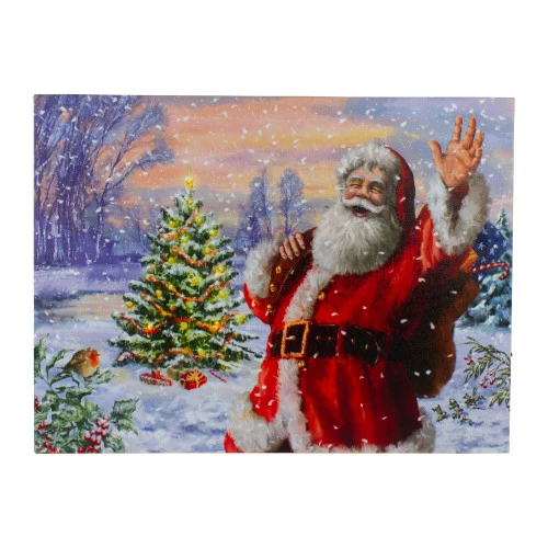 Northlight Lighted Santa With Christmas Tree Canvas Wall Art - 11.75" X 15.75" 1 Northlight Lighted Santa With Christmas Tree Canvas Wall Art - 11.75" X 15.75"