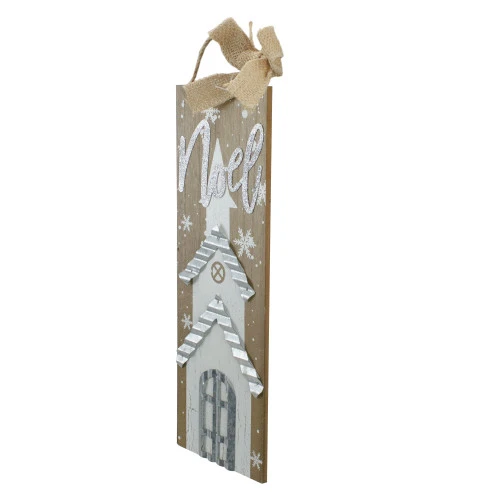 Northlight 12.5 White Church And Snowflakes With Metal Noel Wooden Christmas Wall Decoration 2 Northlight 12.5 White Church And Snowflakes With Metal Noel Wooden Christmas Wall Decoration - Image 2