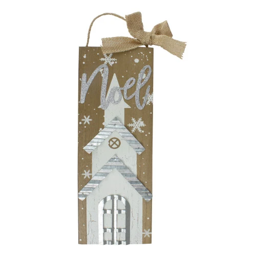 Northlight 12.5 White Church And Snowflakes With Metal Noel Wooden Christmas Wall Decoration 1 Northlight 12.5 White Church And Snowflakes With Metal Noel Wooden Christmas Wall Decoration