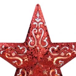 Lighted Glittered 5 Point Cut-Out Star Christmas Tree Topper - 9.75" -Red - Clear Lights -Winter Decor Store northlight20nl02633 56023.1638200616