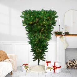 Northlight 7' Pre-Lit Green Sugar Pine Upside Down Artificial Christmas Tree - Clear Lights