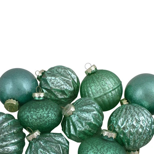 Northlight Set Of 12 Green Finial And Glass Ball Christmas Ornaments 2 Northlight Set Of 12 Green Finial And Glass Ball Christmas Ornaments - Image 2
