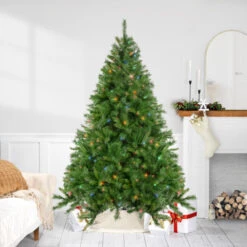 Northlight 7.5' Pre-Lit Chatham Pine Artificial Christmas Tree, Multi-Color Lights