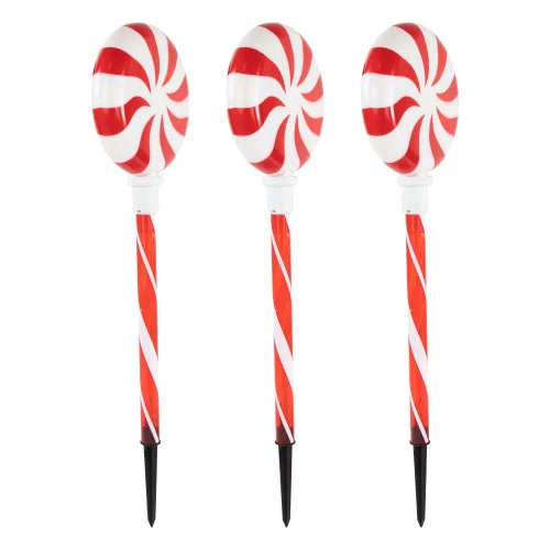 Northlight Set Of 3 Lighted LED Peppermint Candy Christmas Pathway Markers 26" 3 Northlight Set Of 3 Lighted LED Peppermint Candy Christmas Pathway Markers 26" - Image 3