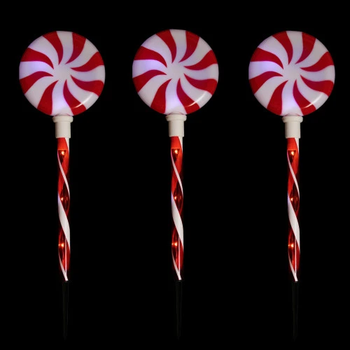 Northlight Set Of 3 Lighted LED Peppermint Candy Christmas Pathway Markers 26" 6 Northlight Set Of 3 Lighted LED Peppermint Candy Christmas Pathway Markers 26" - Image 6