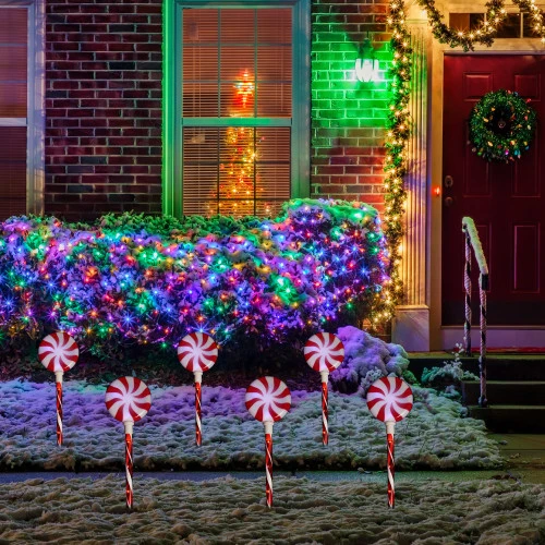 Northlight Set Of 3 Lighted LED Peppermint Candy Christmas Pathway Markers 26" 2 Northlight Set Of 3 Lighted LED Peppermint Candy Christmas Pathway Markers 26" - Image 2