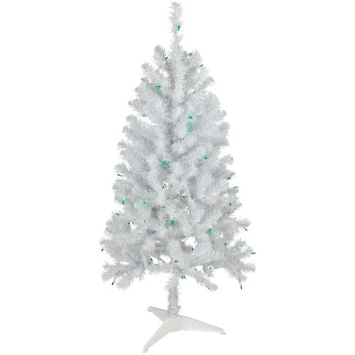 Northlight 4' Pre-Lit White Artificial Christmas Tree, Green Lights 1 Northlight 4' Pre-Lit White Artificial Christmas Tree, Green Lights