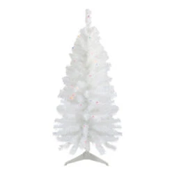 Northlight 4' Pre-Lit White Pine Slim Artificial Christmas Tree - Multi Lights
