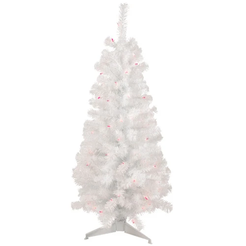Northlight 4' Pre-Lit White Pine Slim Artificial Christmas Tree - Pink Lights 1 Northlight 4' Pre-Lit White Pine Slim Artificial Christmas Tree - Pink Lights