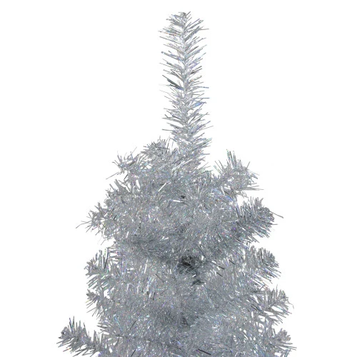 4' Holographic Silver Tinsel Slim Artificial Christmas Tree - Unlit 3 4' Holographic Silver Tinsel Slim Artificial Christmas Tree - Unlit - Image 3