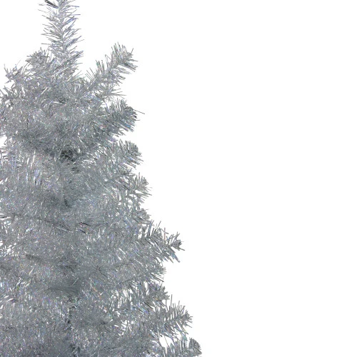4' Holographic Silver Tinsel Slim Artificial Christmas Tree - Unlit 2 4' Holographic Silver Tinsel Slim Artificial Christmas Tree - Unlit - Image 2
