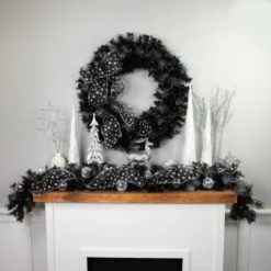 Northlight Pre-Lit Battery Operated Black Bristle Christmas Wreath - 36" - Warm White LED Lights -Winter Decor Store northlight b835362c20b83534 styled 65679.1684501509