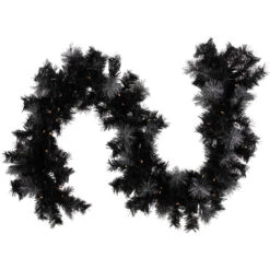 Northlight Pre-Lit LED B/O Iced Christmas Garland - 6' X 9" - Black - Warm White Lights