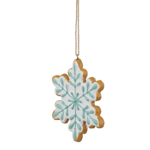 3.75" White And Green Christmas Snowflake Ornament 3 3.75" White And Green Christmas Snowflake Ornament - Image 3