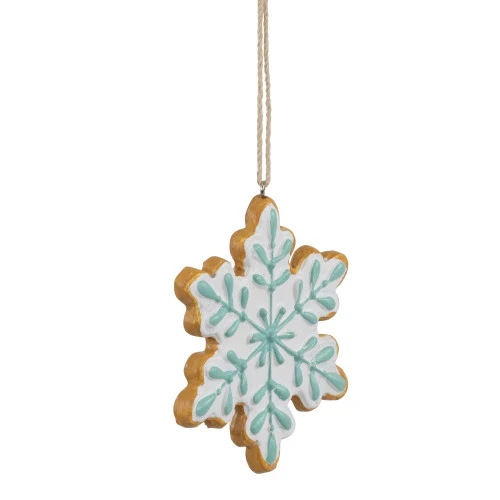 3.75" White And Green Christmas Snowflake Ornament 4 3.75" White And Green Christmas Snowflake Ornament - Image 4