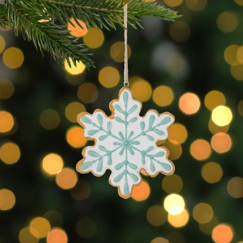 3.75" White And Green Christmas Snowflake Ornament 2 3.75" White And Green Christmas Snowflake Ornament - Image 2