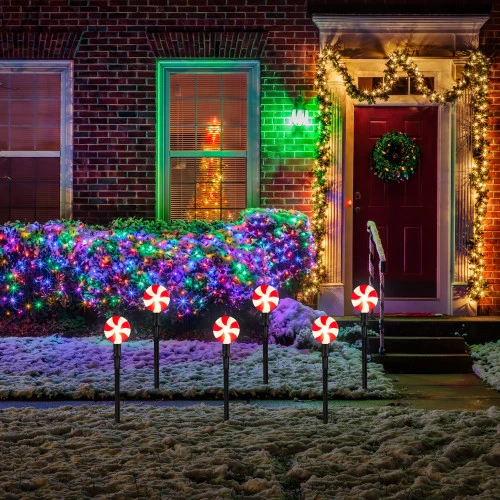 Northlight Set Of 4 Lighted Peppermint Twist Candy LED Christmas Pathway Markers 14.5" 2 Northlight Set Of 4 Lighted Peppermint Twist Candy LED Christmas Pathway Markers 14.5" - Image 2