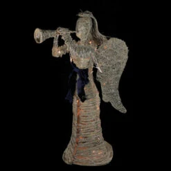 4.25' Lighted Silver And Beige Glitter Dusted Angel With Horn Outdoor Christmas Yard Art Decor 5 4.25' Lighted Silver And Beige Glitter Dusted Angel With Horn Outdoor Christmas Yard Art Decor -Winter Decor Store northlight d2018 31721g 3 14941.1600478205