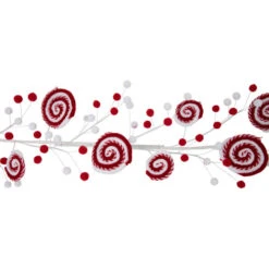Northlight 30" Candy Cane Swirls And Pom Poms Christmas Garland -Winter Decor Store northlight df94827 3 76098.1693409622