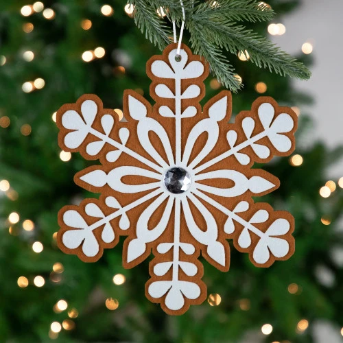 Northlight 10" Gingerbread And White Snowflake Christmas Ornament - 10" 2 Northlight 10" Gingerbread And White Snowflake Christmas Ornament - 10" - Image 2