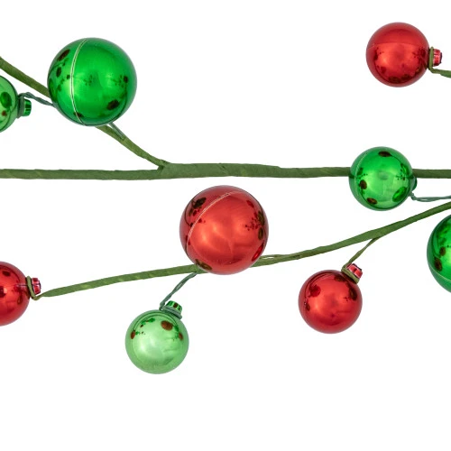 4' X 6" Green And Red Ball Ornament Christmas Garland, Unlit 2 4' X 6" Green And Red Ball Ornament Christmas Garland, Unlit - Image 2
