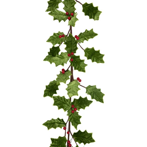 Northlight Glittered Holly With Berry Christmas Garland - 3.5' X 9" - Unlit 6 Northlight Glittered Holly With Berry Christmas Garland - 3.5' X 9" - Unlit - Image 6