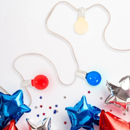 Northlight G40 Globe Christmas Light Set - Red, White And Blue - 9' White Wire - 10ct 2 Northlight G40 Globe Christmas Light Set - Red, White And Blue - 9' White Wire - 10ct - Image 2