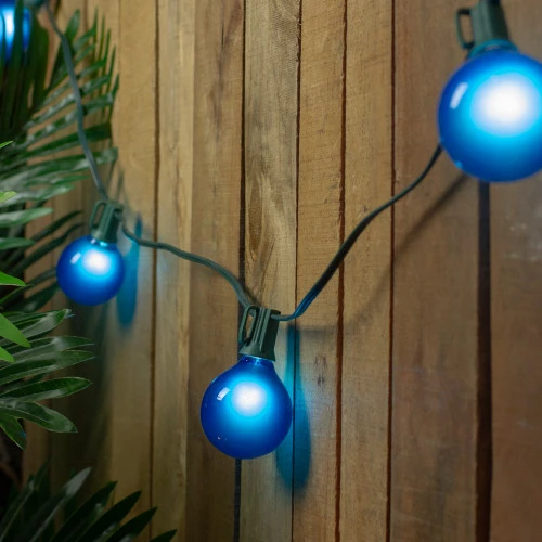 Northlight Set Of 15 Blue Satin G50 Globe Christmas Lights - Green Wire 2 Northlight Set Of 15 Blue Satin G50 Globe Christmas Lights - Green Wire - Image 2
